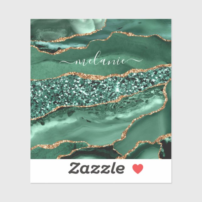 Emerald Green Gold Glitzer Sticker Individuelle Na (Blatt)