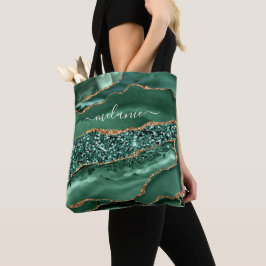 Emerald Green Gold Glitzer Totbeutel Individuelle  Tasche