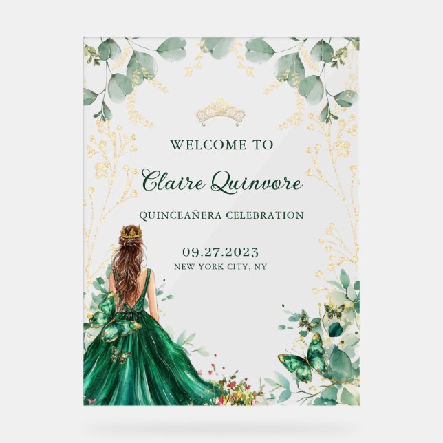 Emerald Green Gold Gown Princess Quinceanera (Recto)