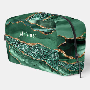 Emerald Green Gold Individuelle Name Personalisier Waschbeutel