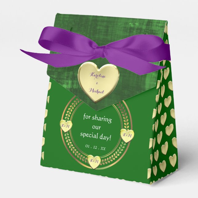Emerald Green Gold Lila Wedding Party Events Geschenkschachtel (Vorderseite)