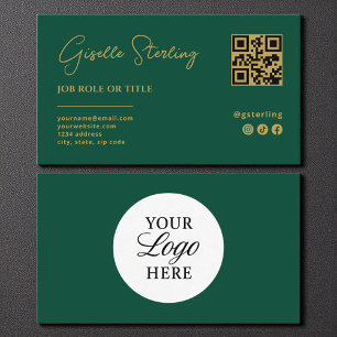 Emerald Green Gold Logo QR Code Company Visitenkarte