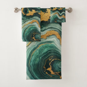 Emerald Green & Gold Marble Look Mariage Glam