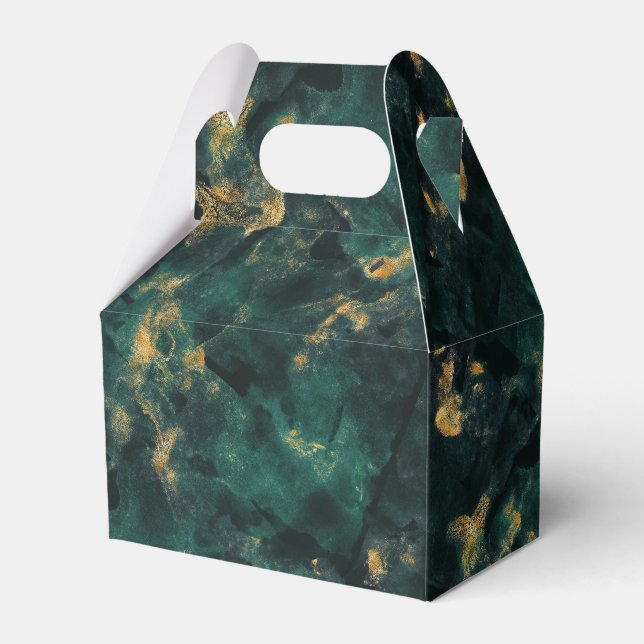 Emerald Green Gold Marble Wedding Geschenkschachtel (Vorderseite)