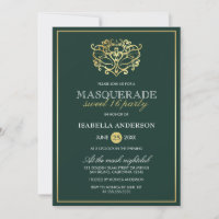 Emerald Green & Gold Masquerade Sweet 16 Party