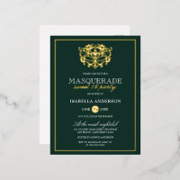 Emerald Green & Gold Masquerade Sweet 16 Party