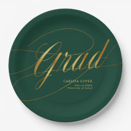 Emerald Green & Gold Minimalistische Grad Kalligra Pappteller