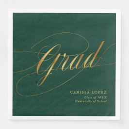 Emerald Green & Gold Minimalistische Grad Kalligra Serviette