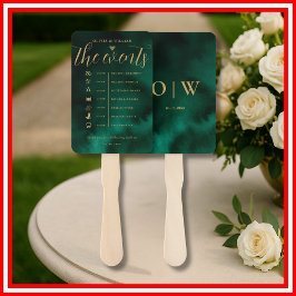 Emerald Green Gold Order of Events Wedding Program Fächer