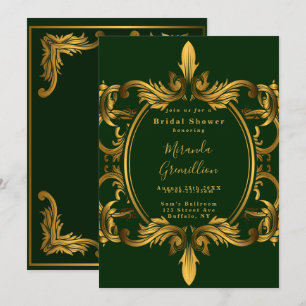 Emerald Green Gold Ornament Brautparty Einladung