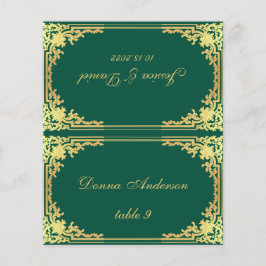 Emerald Green Gold Printing Name Wedding Platzkart