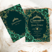 Emerald Green Gold Quinceanera