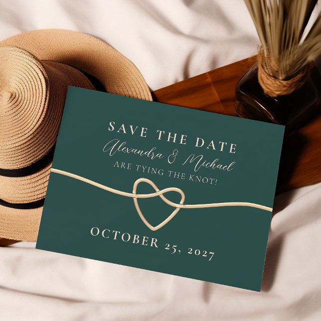 Emerald Green Gold Rope Heart Save the Date (Von Creator hochgeladen)