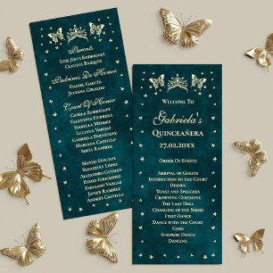 Emerald Green Gold Tiara Butterflies Quinceañera Programm