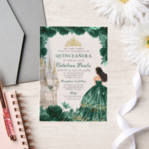 Emerald Green Gold Tiara Princess Quinceañera