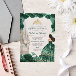 Emerald Green Gold Tiara Princess Quinceañera