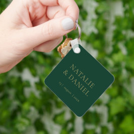 Emerald Green & Gold Typografy Glamour Wedding Schlüsselanhänger