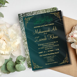 Emerald Green gold verziert Walima Einladung