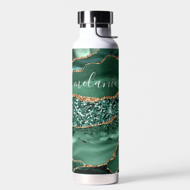 Emerald Green Gold Water Flasche Individuelle Name (Links)