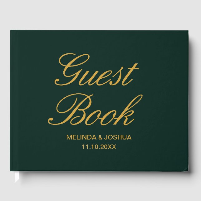 Emerald Green Gold Wedding Gästebuch (Vorderseite)