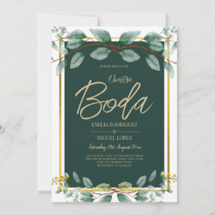 Emerald Green Gold Wedding Invitations numérique
