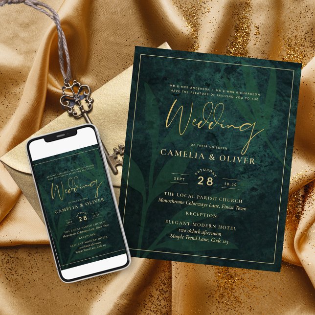 Emerald Green Gold Wedding Print Digital Download Einladung (Von Creator hochgeladen)