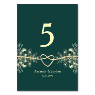 Emerald Green Gold Wedding Tischnummer