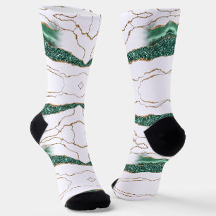 Emerald Green Gold White Socks Socken