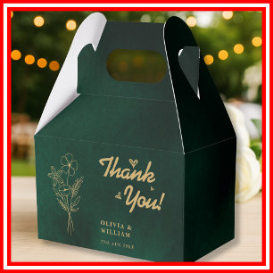 Emerald Green & Gold Wildblume Wedding Vielen Dank Geschenkschachtel