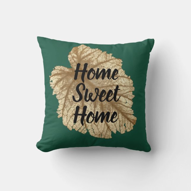 Emerald Green Gold Zuhause Sweet Zuhause Elegante  Kissen (Vorderseite)