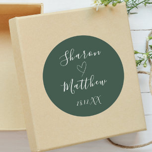 Emerald Green Handwriting-SkriptGastgeschenk Hochz Runder Aufkleber