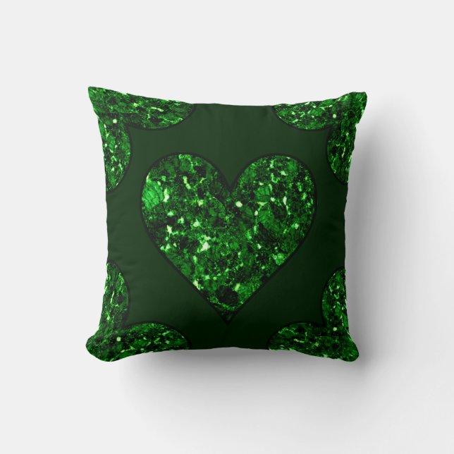 Emerald Green Heart Kissen (Vorderseite)
