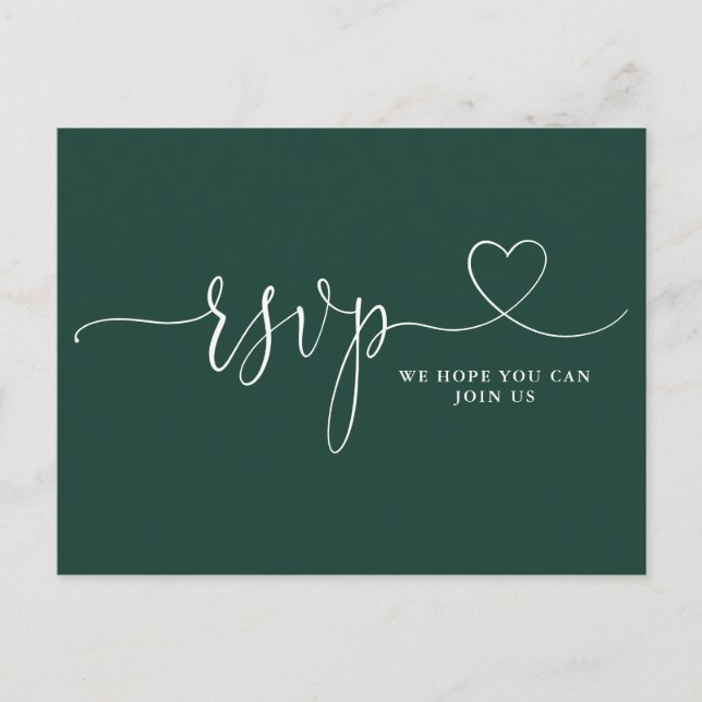 Emerald Green Heart Song Request RSVP Card Einladungspostkarte (Vorderseite)