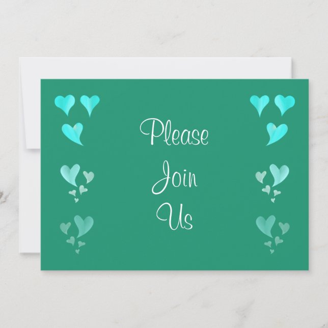 Emerald Green Hearts Faire-part de mariage (Devant)