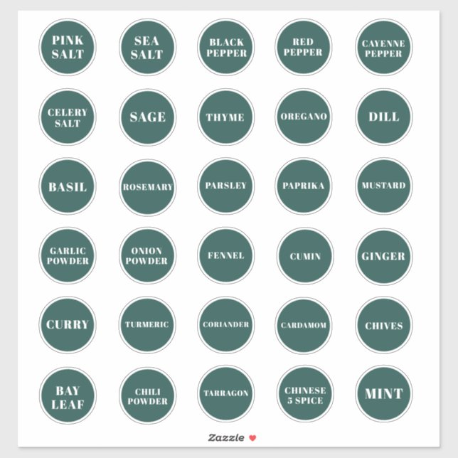 Emerald Green Herb und Spice Labels (Blatt)