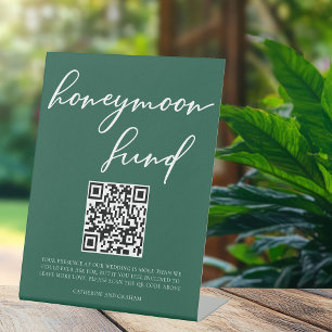 Emerald Green Honeymoon Fund QR Code Sockelschild