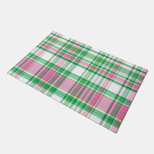 Emerald Green, Hot Pink, White Preppy Madras Karie Fußmatte
