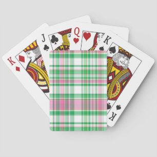 Emerald Green, Hot Pink, White Preppy Madras Karie Spielkarten