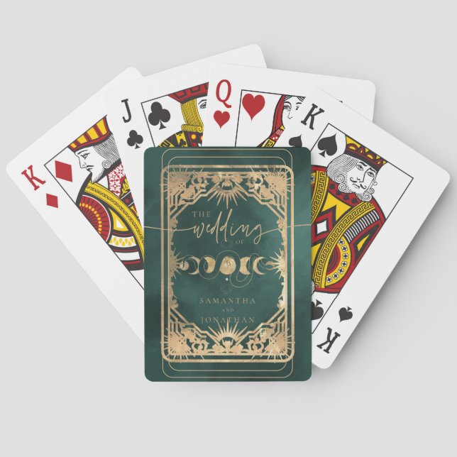Emerald Green & Imitate Gold Tarot Celestial Weddi Spielkarten (Rückseite)