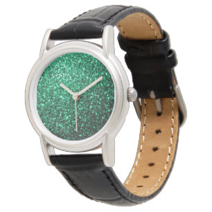 Emerald Green Imitats Glitzer Glitzern Armbanduhr