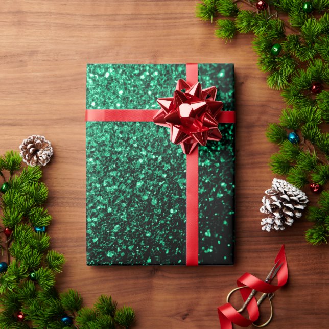 Emerald Green Imitats Glitzer Glitzern Geschenkpapier (Feiertagsgeschenk)