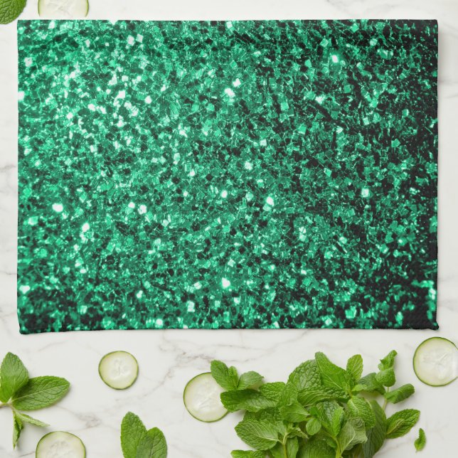 Emerald Green Imitats Glitzer Glitzern Handtuch (Gefaltet)