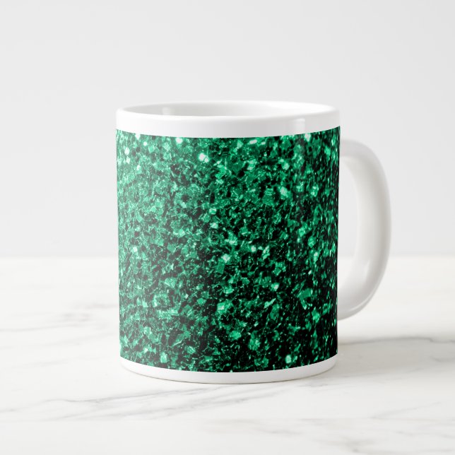Emerald Green Imitats Glitzer Glitzern Jumbo-Tasse (Vorderseite Rechts)