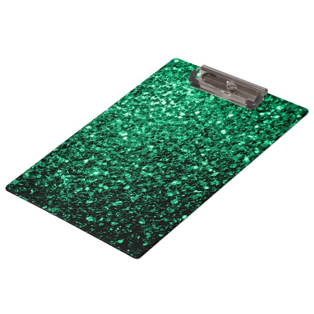 Emerald Green Imitats Glitzer Glitzern Klemmbrett (Schrägansicht)