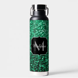 Emerald Green Imitats Glitzer Glitzern Monogram Trinkflasche