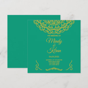 Emerald Green Indian Jewel Tone Wedding Einladung