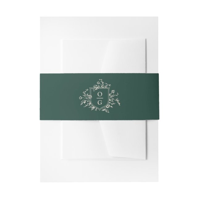 Emerald Green Initials Hochzeit Einladung Bauch B Einladungsbanderole (Vorderseite Beispiel)