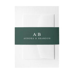 Emerald Green initials Hochzeit Einladungsbanderole