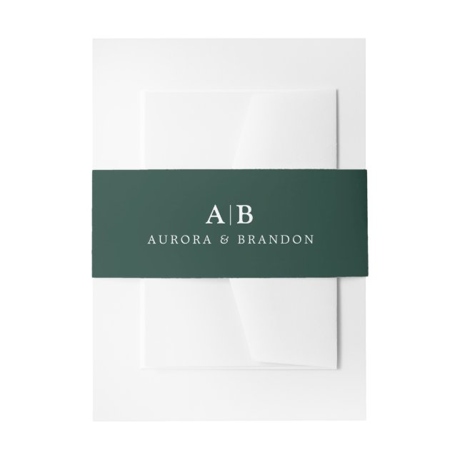 Emerald Green initials Hochzeit Einladungsbanderole (Vorderseite Beispiel)