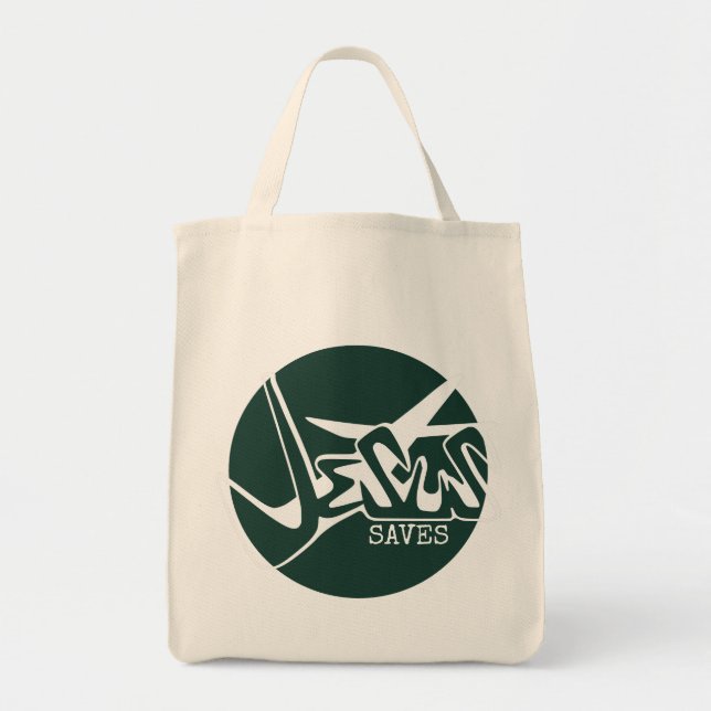 Emerald Green Jesus Rette Graffiti Tragetasche (Vorne)